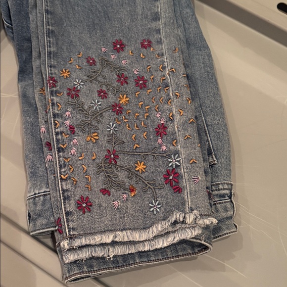 Blue Skinny Jeans with Floral Embroidery Sz.12 - Picture 6 of 6